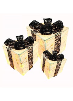 Salla 3-Piece Light Up Gift Boxes White & Black Color Warm LED Fairy Lights Openable Top Cover  - Image 1
