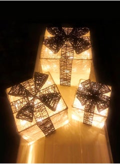 Salla 3-Piece Light Up Gift Boxes White & Black Color Warm LED Fairy Lights Openable Top Cover  - Image 2