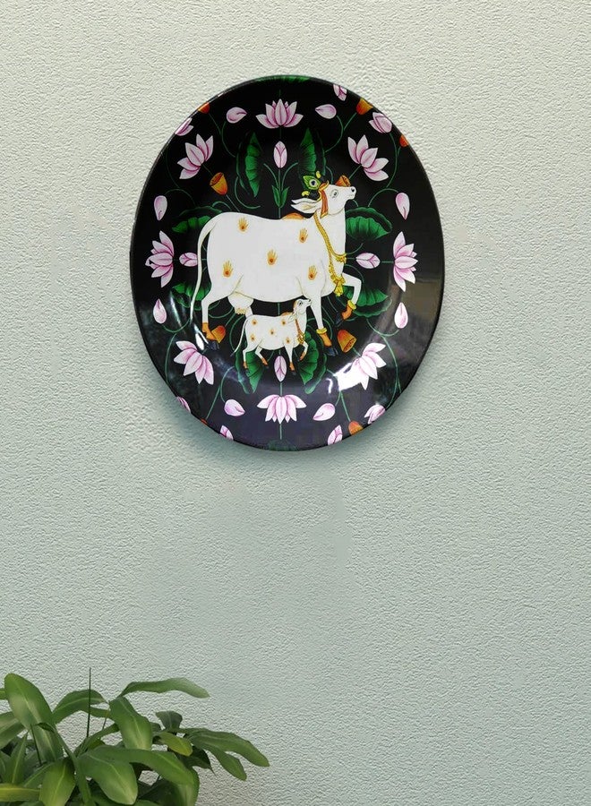 JIKRAA® Pichwai Art Ceramic Decorative Wall Plates - Set of 2 (8 Inch) | Traditional Indian Wall Décor for Home, Office, Hotel, Café & More - Image 5