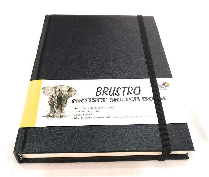 BRUSTRO دفتر رسم مخيط للفنانين | حجم A5، 160 صفحة، 110 جرام لكل متر مربع | مثالي للطلاب، البالغين، الألوان، الرسم، التظليل، الرسم، الدمج، الماندالا، الفن الجميل، المدرسة، البورتريه، الاستخدام المهني - Image 2