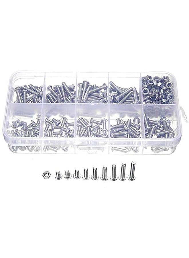 PROMASS Steel M3 A2 Hex Screw Kit Assortment Nuts Bolt Cap Socket Set with Plastic Case - 340 Pieces  - Image 1