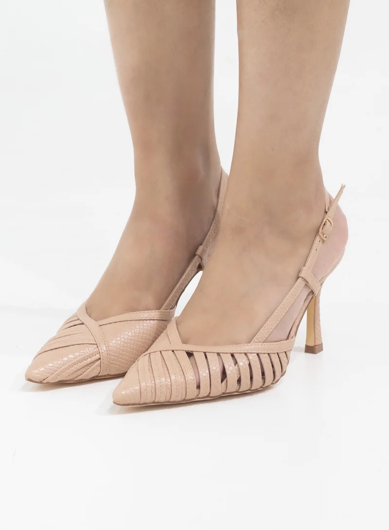 LAMARAPARIS Slinky closed strippy 6cm heel sling back