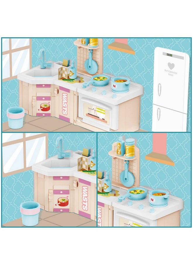 ويبي - بيت دمى خشبي من Webby DIY لغرفة المطبخ مع أثاث بلاستيكي، بيت دمى للبنات والأولاد - Image 1