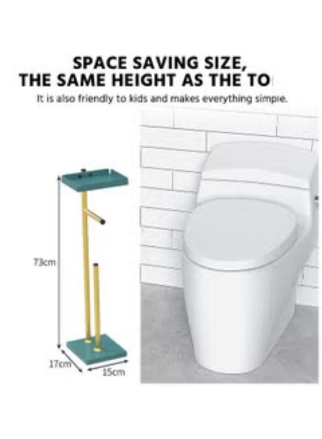 Toilet Paper Holder Free Standing - Multifunctional & Rustless Toilet Paper Holder Stand for 4 Rolls, Anti-Slip Black Toilet Paper Holder with Shelf for Phones, Small Items - Image 4