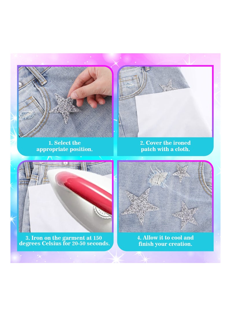 SYOSI - Star Patches, 30PCS Iron On Star Appliques, Rhinestone Adhesive Star Iron on Patches, Embroidered Star Patches Bling, Appliques, Embellishments Patches for Clothing Jeans Repair Decoration - Image 1