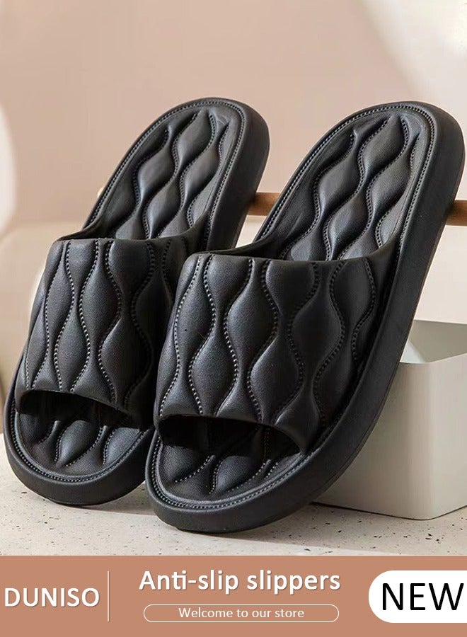 DUNISO Couple Slippers for Men and Women Quick Drying Slide Sandal with Thick Sole Non-Slip Soft Shower Slippers Open Toe Spa Bath Pool Gym House Sandals for Indoor & Outdoor - Image 1