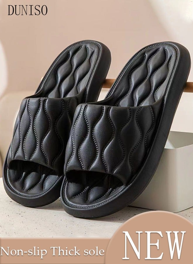 DUNISO Couple Slippers for Men and Women Quick Drying Slide Sandal with Thick Sole Non-Slip Soft Shower Slippers Open Toe Spa Bath Pool Gym House Sandals for Indoor & Outdoor - Image 1