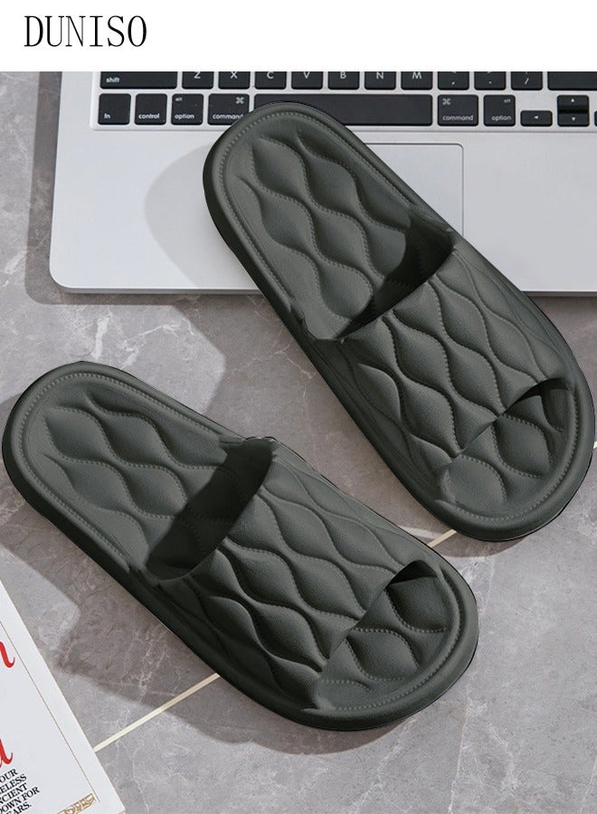 DUNISO Couple Slippers for Men and Women Quick Drying Slide Sandal with Thick Sole Non-Slip Soft Shower Slippers Open Toe Spa Bath Pool Gym House Sandals for Indoor & Outdoor - Image 2