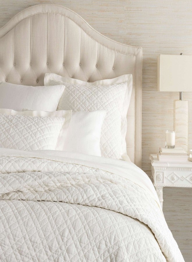 Pine Cone Hill Washed Linen Ivory Quilted Sham, Standard Size, Ivory Solid Pattern - Image 2
