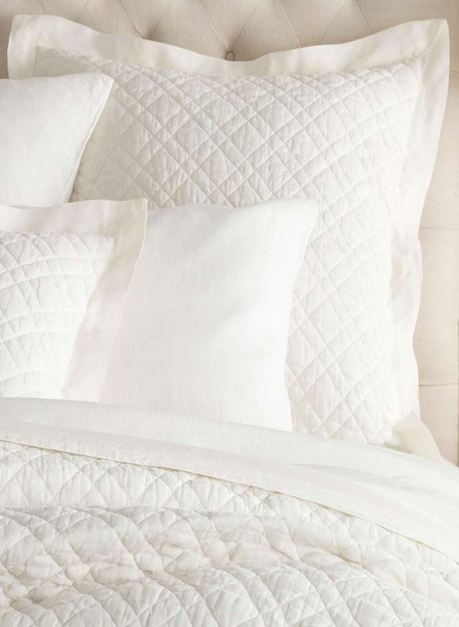 Pine Cone Hill Washed Linen Ivory Quilted Sham, Standard Size, Ivory Solid Pattern - Image 1