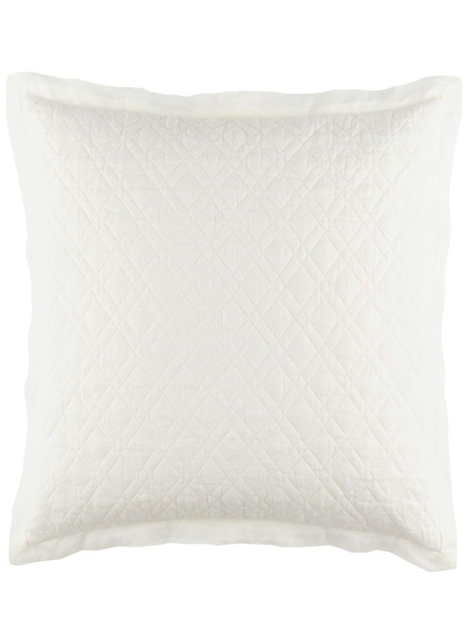 Pine Cone Hill Washed Linen Ivory Quilted Sham, Standard Size, Ivory Solid Pattern - Image 3