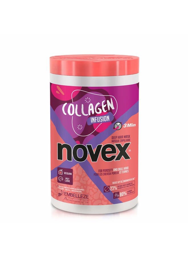 NOVEX Value Size Deep Conditioning Hair Masks infused with Natural Ingredients Collagen Infusion Hair Mask for Stronger Thicker and Shinier Hair (1kg/35oz) - Image 1