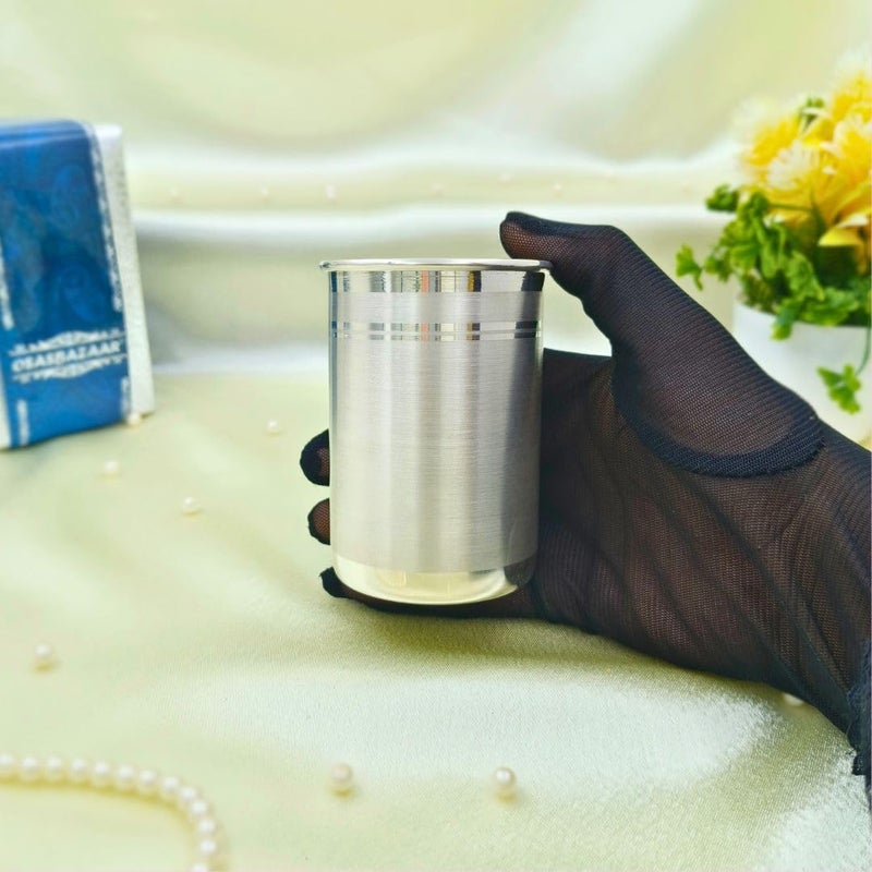 Osasbazaar Pure Silver Glass Tumbler 9799 Bis Hallmarked Pack Of 1 150 ML - Image 3