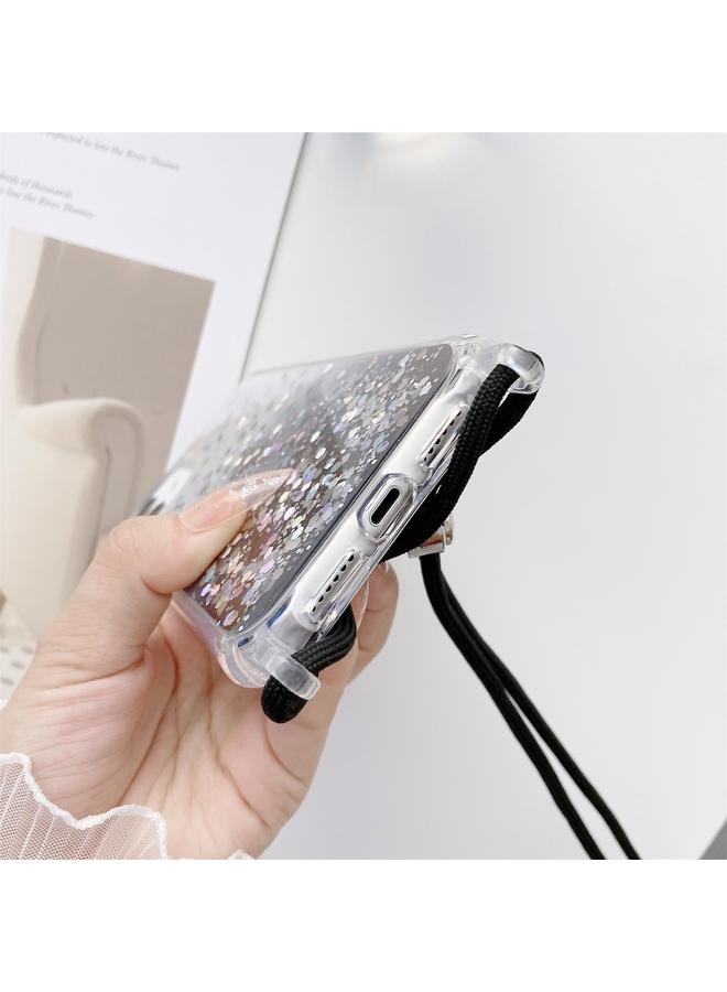 S-TOP Case For iPhone 12 mini Gradient Glitter Powder Epoxy TPU Thickened Acrylic Shockproof Case with Round Neck Lanyard - Image 4
