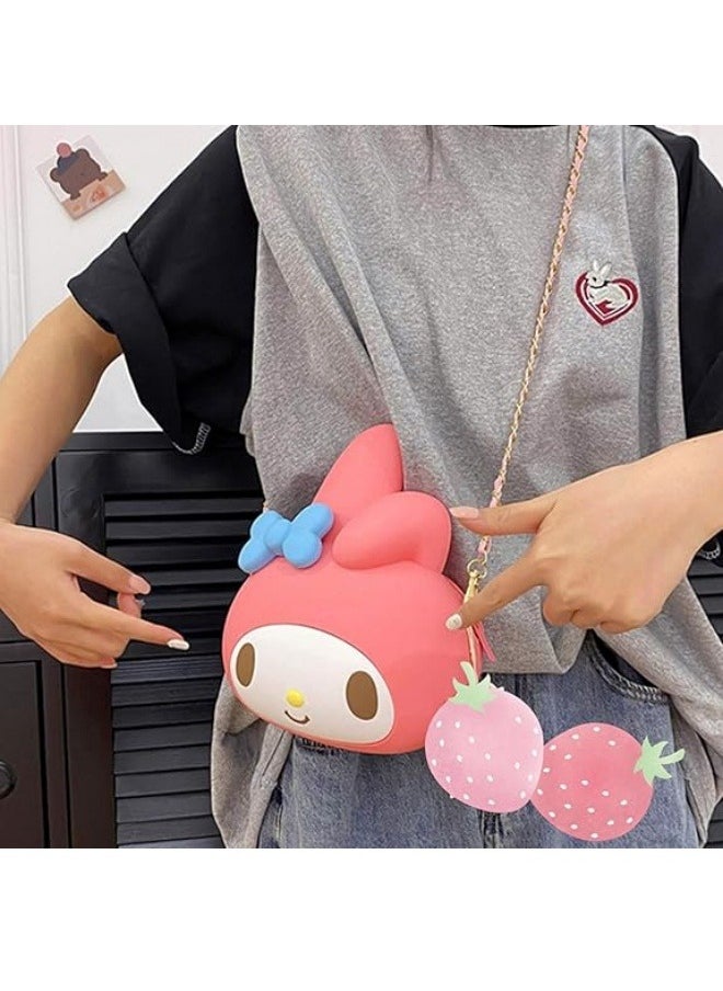 ILovhaprty Melody cartoon purse,Kawaii Messenger Bags, Cartoon Wallet Cute Crossbody Bag, Anime Mini Bag,coin bag for Girls  - Image 4