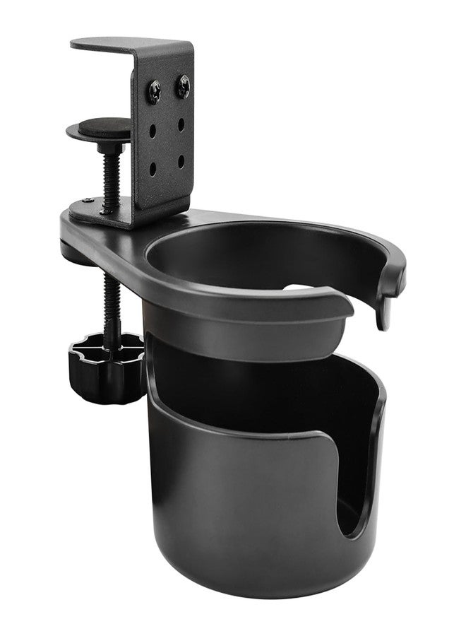 Ranjaner 360° Rotating Deep Desk Cup Holder Clamp, Anti-Spill Drink Holder for Coffee Mugs, Water Bottles, Adjustable for Gaming Desks, Workstations(Black,Size:3.54inch) - Image 2