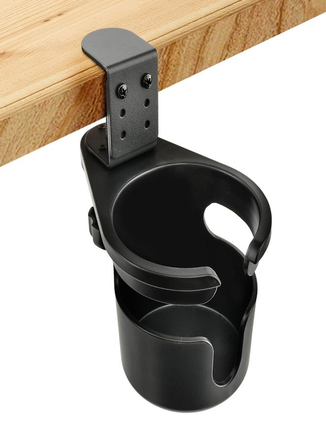 Ranjaner 360° Rotating Deep Desk Cup Holder Clamp, Anti-Spill Drink Holder for Coffee Mugs, Water Bottles, Adjustable for Gaming Desks, Workstations(Black,Size:3.54inch) - Image 3