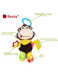 # Baby Stroller Pendant Bed Hanging Wind Bell Doll Car Car Seat Comfort Baby Car Play-Color:Maroon Brown Monkey Teether Scarf Hanging