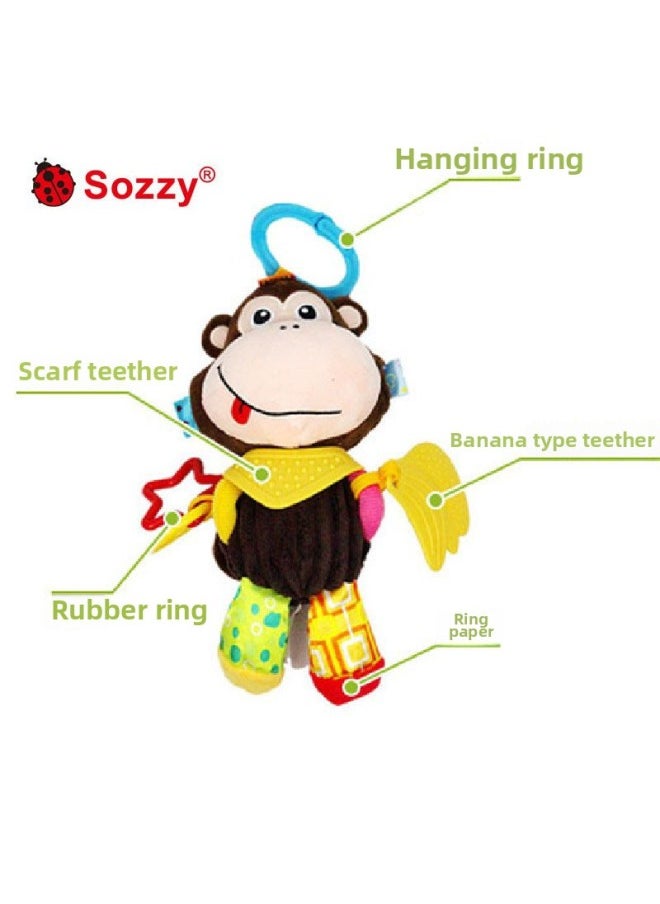 Generic - # Baby Stroller Pendant Bed Hanging Wind Bell Doll Car Car Seat Comfort Baby Car Play-Color:Maroon Brown Monkey Teether Scarf Hanging - Image 1