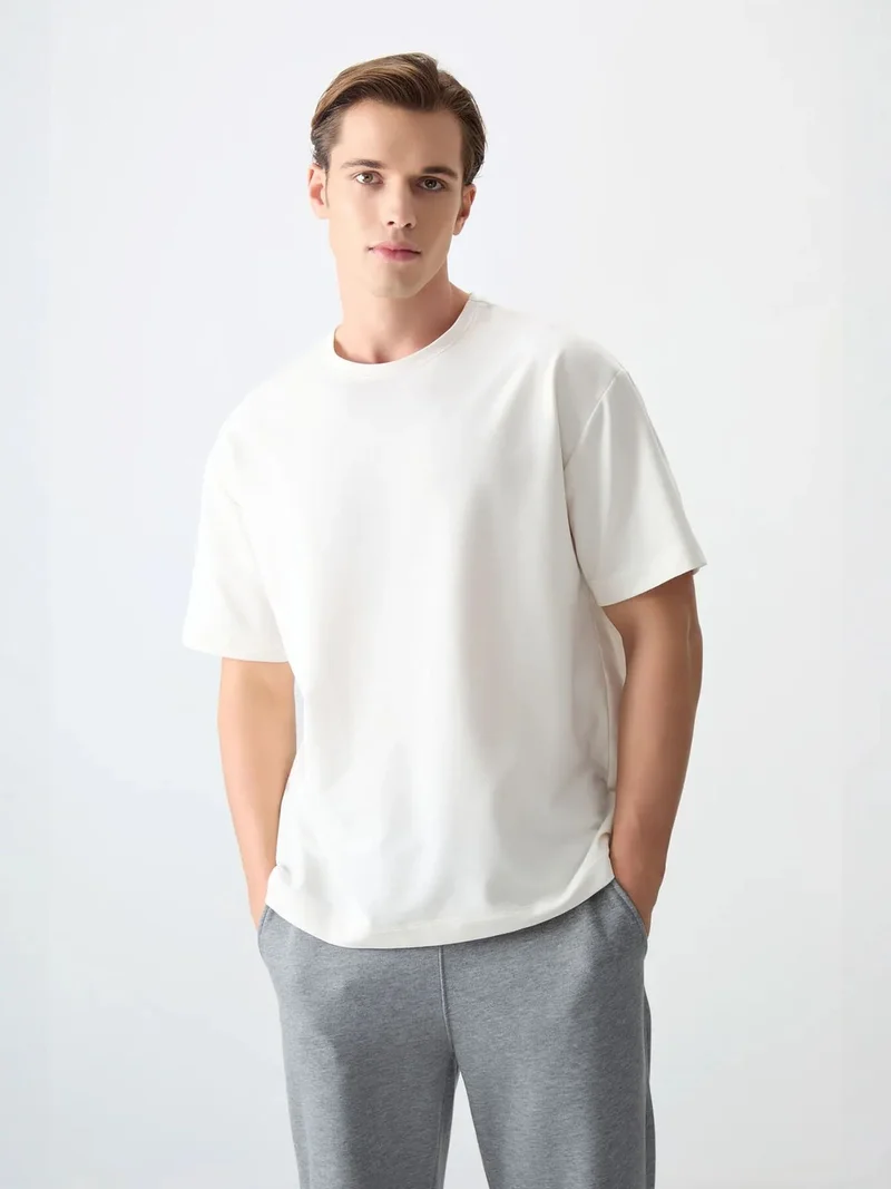 تومي لايف TOMMY Oversized Cotton Blend Crew Neck T-Shirt