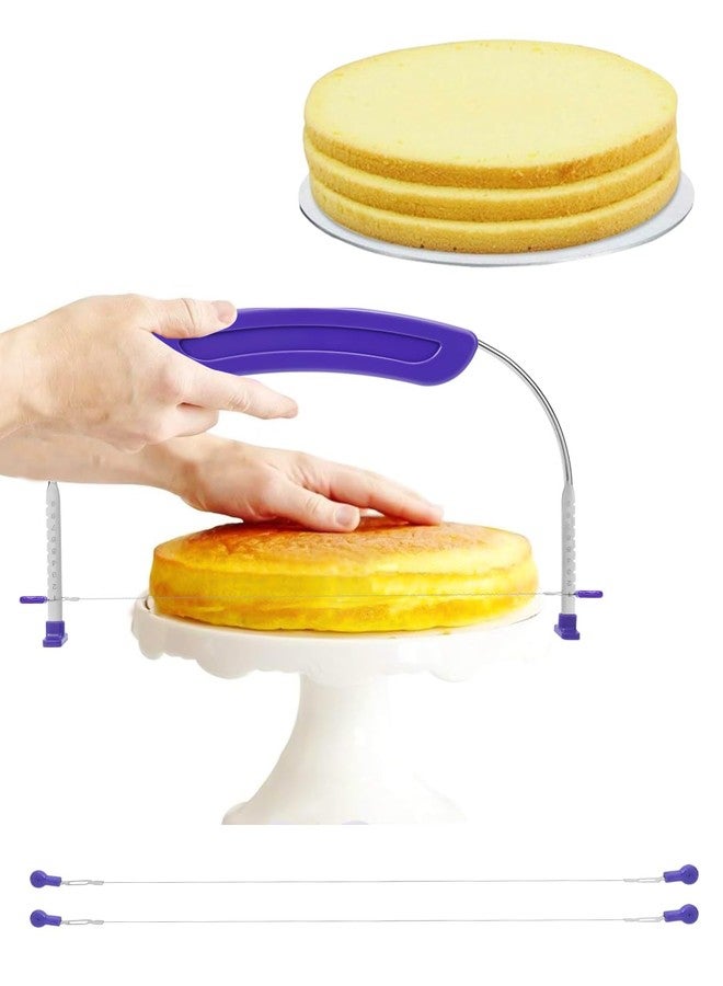 PROKITCHEN Purple Cake Cutter Slicer Leveler, Premium Food Grade Stainless Steel Cake Leveler & Slicer, Adjustable Cake Leveler for Leveling and Molding Professional Baking Tool with 2 Extra Wires - Image 1