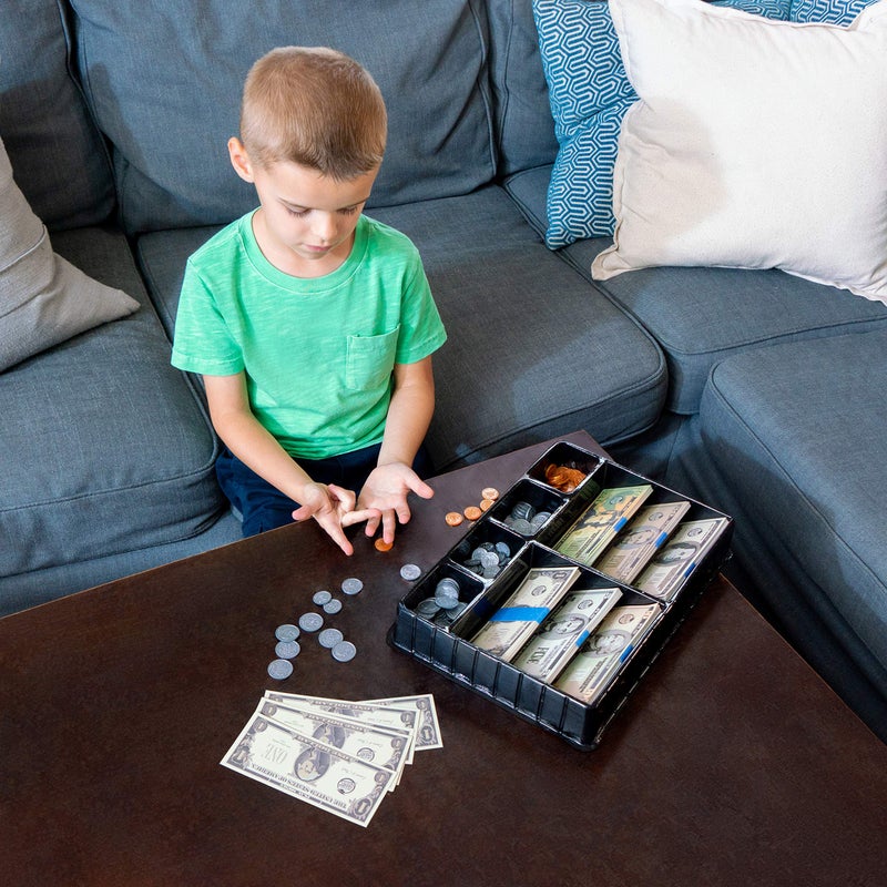 Learn & Climb Play Money Set for Kids, Fake Money for Pretend Play – Looks Real, Best Toy Money for Play and Learning – Kit Includes: Bills, Coins, Credit Card, and Checkbook - Image 5