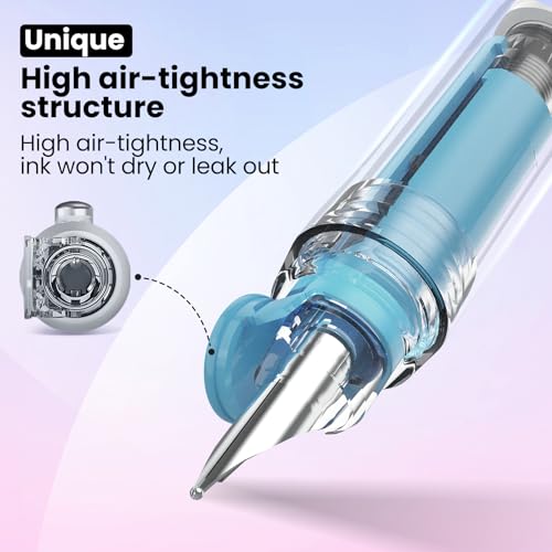 WRITECH Fountain Pen Fine Nib: Black Ink Retractable Pen Set Includes 5 Ink Cartridges Smooth Writing No leaking for Gift (Blue) - Image 4