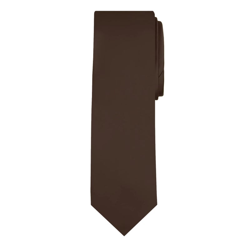 Jacob Alexander Solid Color Men's Regular Tie - Cocoa Brown - Image 1