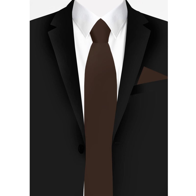 Jacob Alexander Solid Color Men's Regular Tie - Cocoa Brown - Image 3