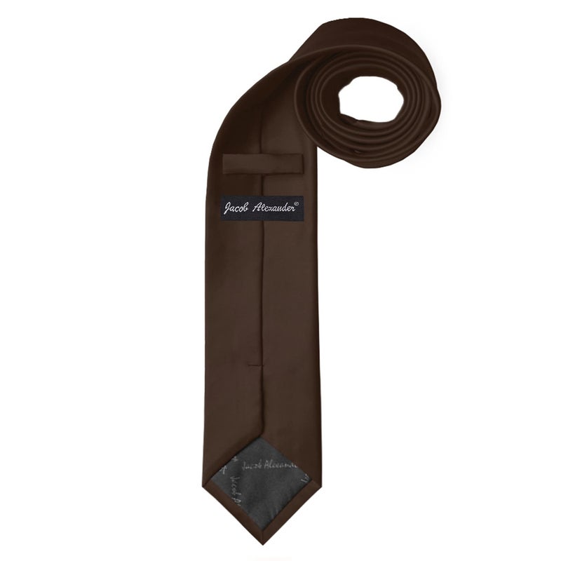 Jacob Alexander Solid Color Men's Regular Tie - Cocoa Brown - Image 2