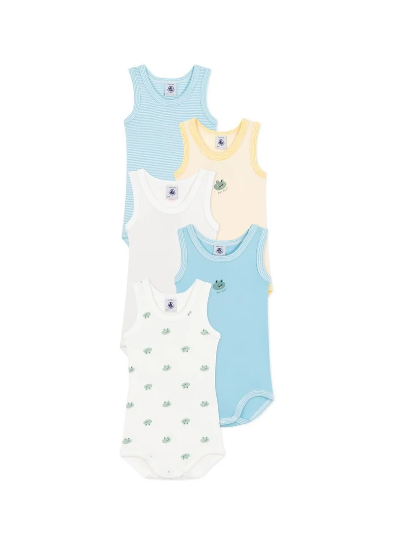 بيتي باتو Set of 5 baby sleeveless cotton printed bodysuits