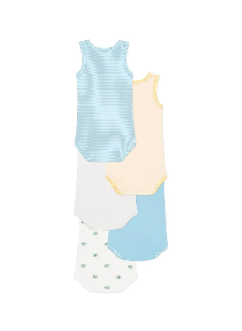 بيتي باتو Set of 5 baby sleeveless cotton printed bodysuits