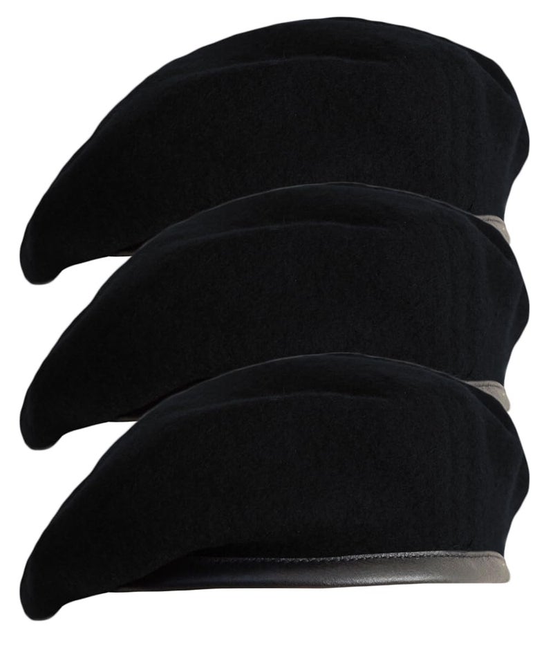 Gajaous British Military Berets for Men and Women,Wool and Leather Army Beret Hats 3 Packs - Image 1