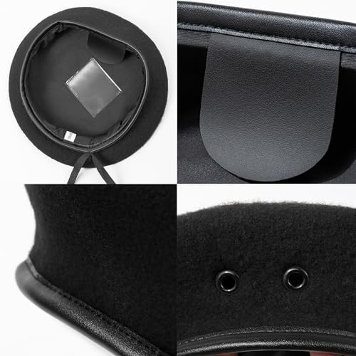 Gajaous British Military Berets for Men and Women,Wool and Leather Army Beret Hats 3 Packs - Image 2