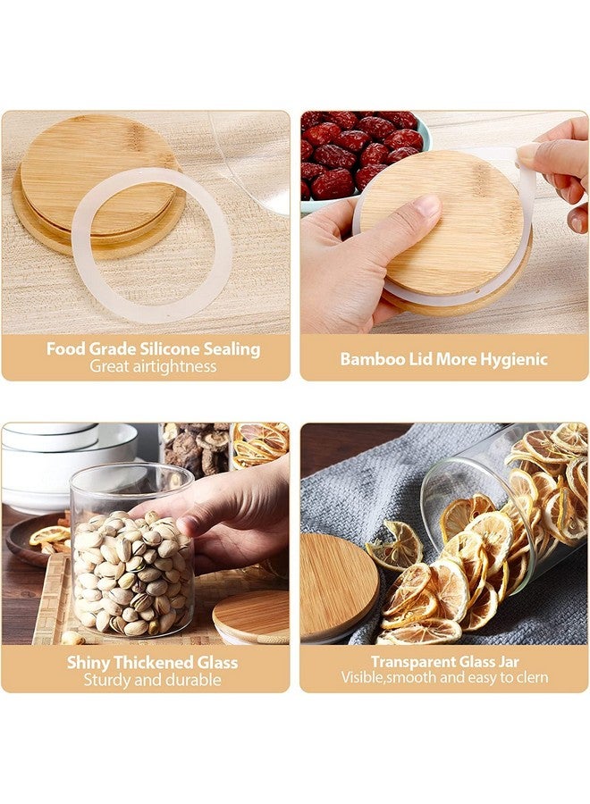 KELVEE Glass Cylinder Airtight Food Storage Container, Canister Jar With Bamboo Lid & Silicone Sealing Ring, 270Ml, Set Of 6, Clear - Image 4