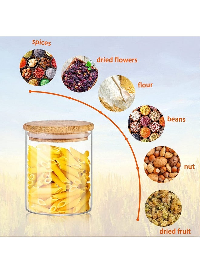 KELVEE Glass Cylinder Airtight Food Storage Container, Canister Jar With Bamboo Lid & Silicone Sealing Ring, 270Ml, Set Of 6, Clear - Image 2