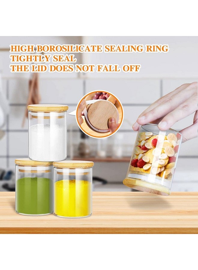 KELVEE Glass Cylinder Airtight Food Storage Container, Canister Jar With Bamboo Lid & Silicone Sealing Ring, 270Ml, Set Of 6, Clear - Image 3