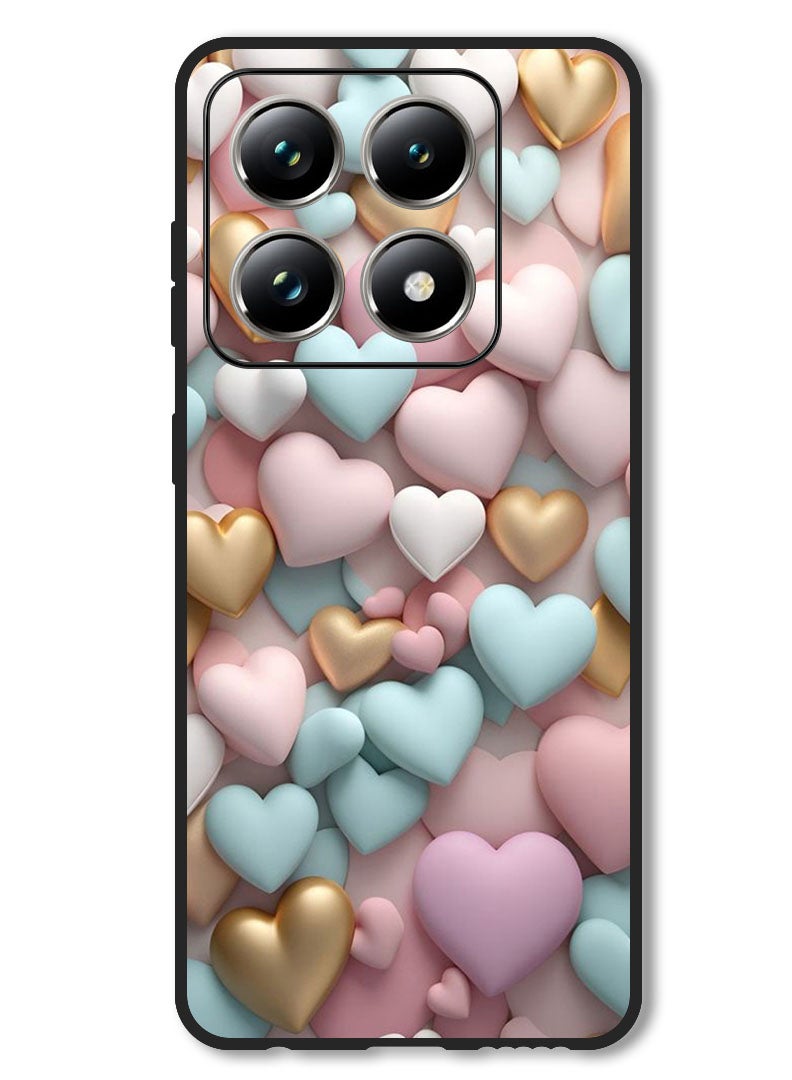 Theodor Case Compatible with Xiaomi 14T Pro Protection Shockproof Bumper Cover Colourful Hearts - Image 1