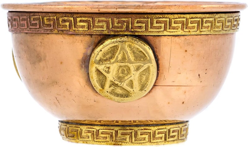 Alternative Imagination Pentagram Copper Bowl - Offering Bowl for Altar Use, Ritual Offerings, Witchy Home Decor - Incense Holder for Incense Cones, White Sage, Palo Santo Sticks - 3 Inches Wide - Image 5