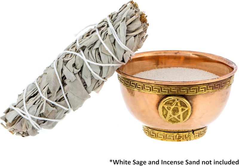 Alternative Imagination Pentagram Copper Bowl - Offering Bowl for Altar Use, Ritual Offerings, Witchy Home Decor - Incense Holder for Incense Cones, White Sage, Palo Santo Sticks - 3 Inches Wide - Image 3