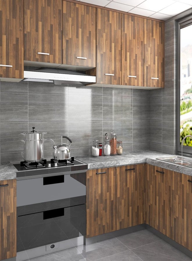 CRE8TIVE 24"x354" Brown Butcher Block Contact Paper for Countertops Peel and Stick Wood Wallpaper Shiplap Waterproof Self Adhesive Faux Wood Grain Decorative Vinyl Paper for Kitchen Cabinets Counters - Image 3
