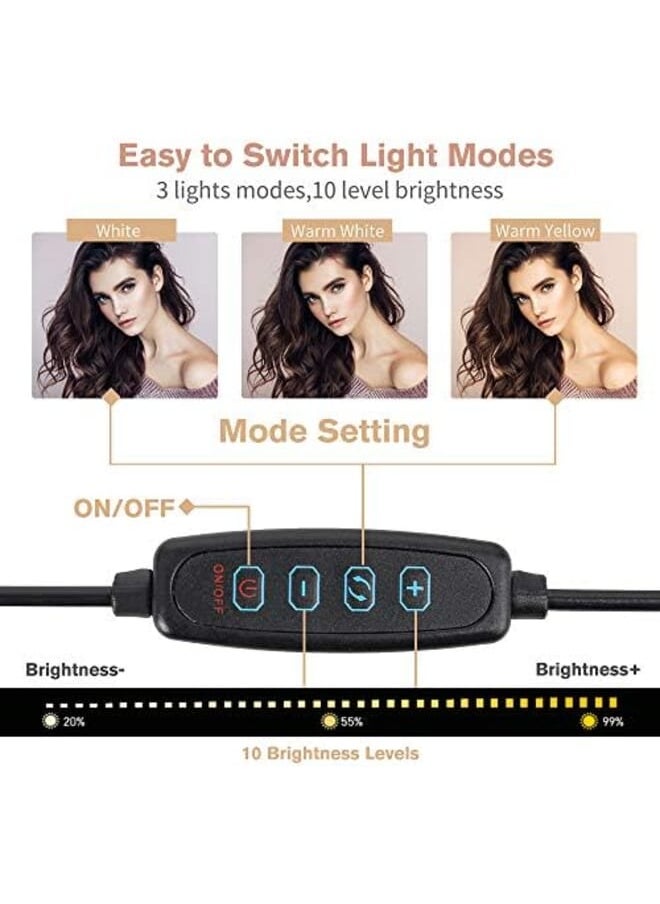 Zomei - 10 Inch Selfie Led Ring Light With Tripod Stand And Cell Phone Holder For Live Stream Makeup Youtube Video Dimmable Beauty Mini Camera Photography Ringlight For Iphone Xs Max Xr Android - Image 1