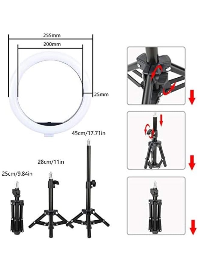 Zomei - 10 Inch Selfie Led Ring Light With Tripod Stand And Cell Phone Holder For Live Stream Makeup Youtube Video Dimmable Beauty Mini Camera Photography Ringlight For Iphone Xs Max Xr Android - Image 1