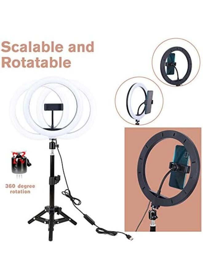 Zomei - 10 Inch Selfie Led Ring Light With Tripod Stand And Cell Phone Holder For Live Stream Makeup Youtube Video Dimmable Beauty Mini Camera Photography Ringlight For Iphone Xs Max Xr Android - Image 1