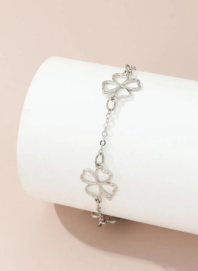 Take Two  Silver Clover Anklet for Women | Best Price UAE