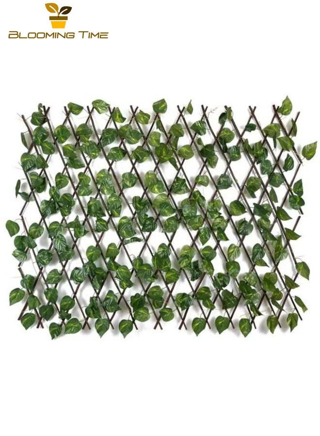 بلومنغ تايم سياج قابل للتوسيع مع النباتات الاصطناعية الأخضر / البني 1.20 متر - Image 1