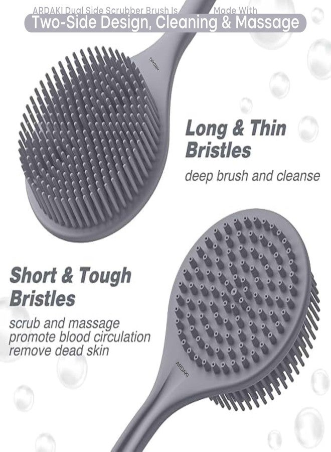 ARDAKI Silicone Body Scrubber for Bathing Back Body Scrubber for Nourishing Cleaning & Exfoliating Skin Lather Boosting Dual Side Bristles with Ergonomic No-Slip Handle, Body Exfoliator for Men Women - Image 5