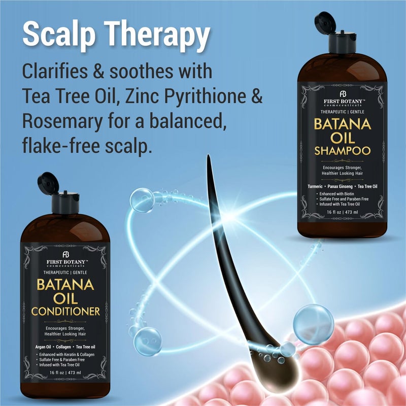 First Botany Batana Oil Shampoo and Conditioner - Fights Hair Loss, Promotes Hair Growth, Fights Dandruff, Lice & Itchy Scalp - for Men and Women Sulfate Free - 16 fl oz x 2 - Image 4
