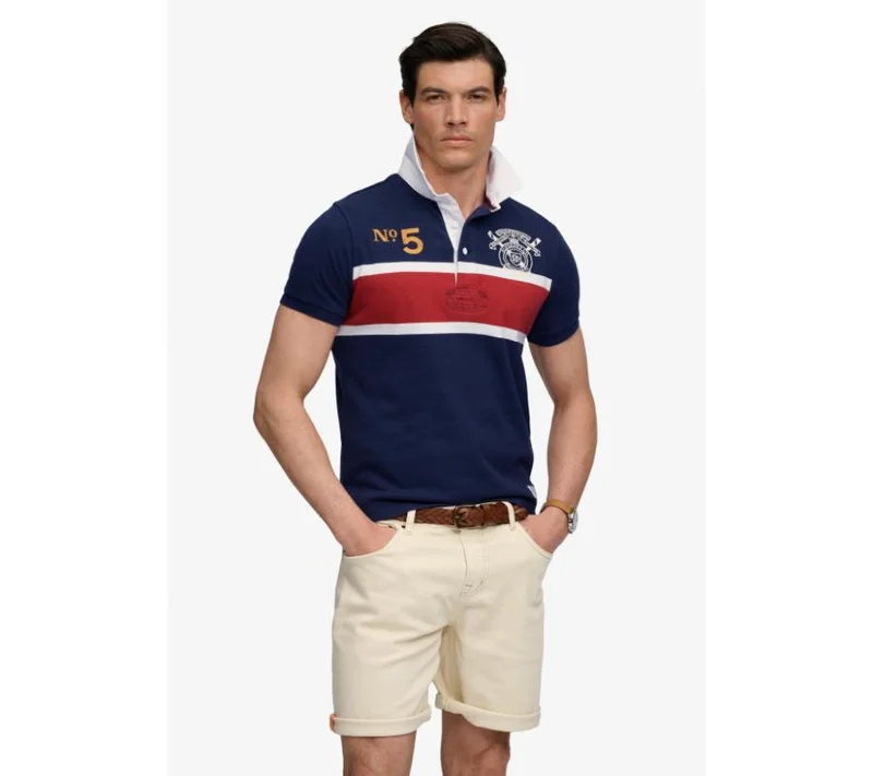 سوبر دراي Double Emblem Jersey Short Sleeve Rugby Polo Top
