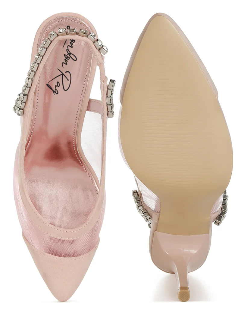 London Rag Stiletto Heel Slingback Sandals in Pink